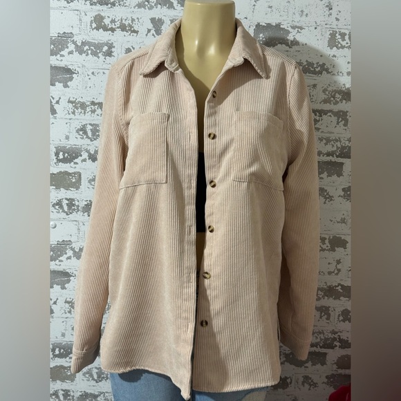 SHEIN Jackets & Blazers - SHEIN Beige Corduroy Utility Jacket